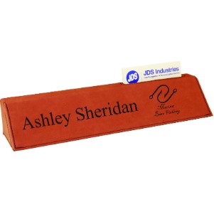 10 1/2" Rawhide Faux Leather Desk Wedge with Business Card Holder