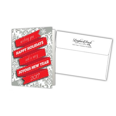 5" x 7" Holiday Greeting Cards w/ Imprinted Envelopes - Happy Holidays