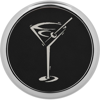 3 5/8" Leatherette Round Coaster Single - Black