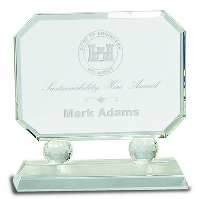 7" Rectangle Crystal on Clear Pedestal Base