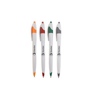 White Barrel Click Pen w/Color Trim