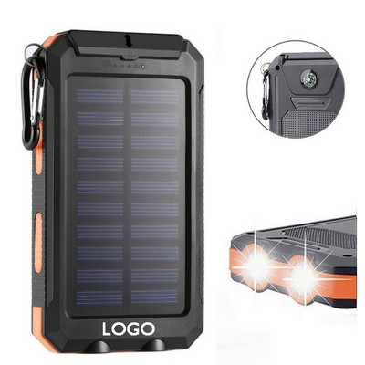 Waterproof Solar charger with carabiner and compass 6000mAh 8000mAh 10000mAh Mobile power supply