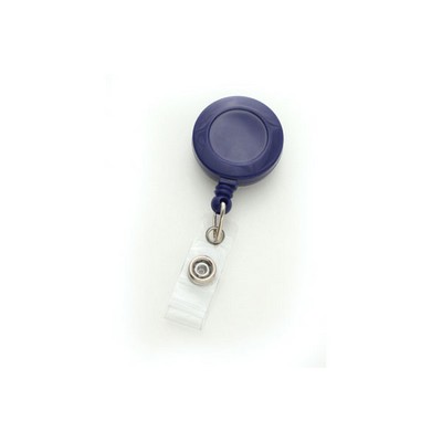 Custom Round Plastic Clip-On Badge Reel (Blue)