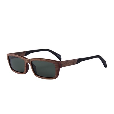 Walnut Wood Sunglasses - Dark Green Polarized Lenses