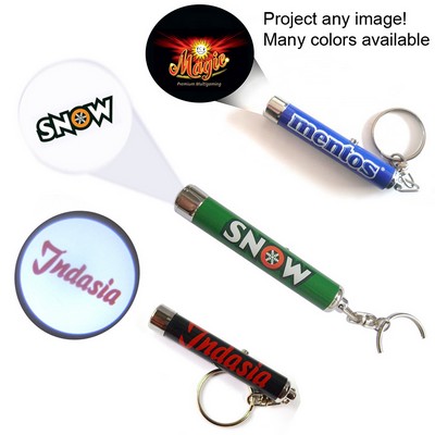 Promotional Led Logo Projector Flashlight Keychain - Aluminum