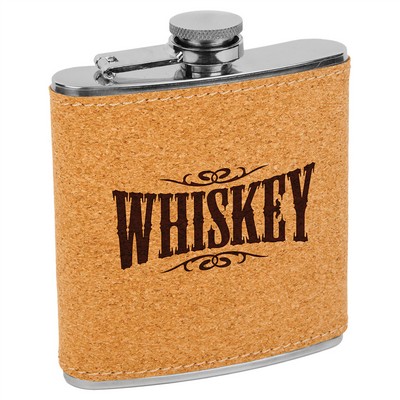 Stainless Steel Flask with Cork, Engraved, 6 oz