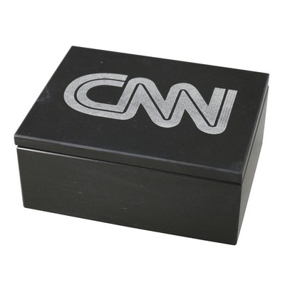 Jet Black Marble Rectangular Box with Removable Lid