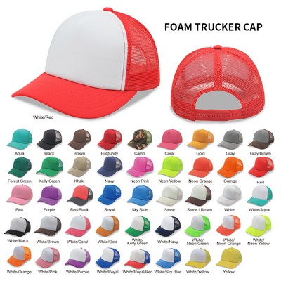 5 Panel Foam Mesh Back Trucker Cap