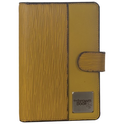 The Brown Book MI Series - Yellow Genuine Leather Planner with Magnetic Tab Closure (7.75"x5.25")