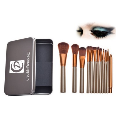 12pcs Eye shadow Makeup Brushes Set with Iron Box