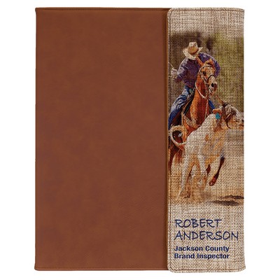 Rawhide with Sublimatable Burlap Portfolio with Notepad