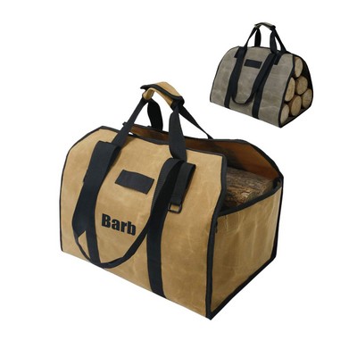 Double-purpose Waxed Canvas Firewood Wood Carrier Bag