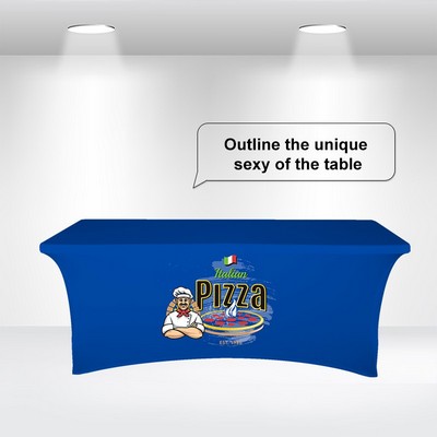 4' Stretch Table Covers with Open Back in Full Color Overall