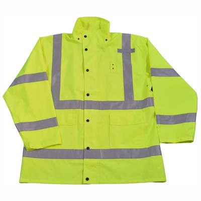 ANSI Class 3 Waterproof Rain Jacket, All Lime