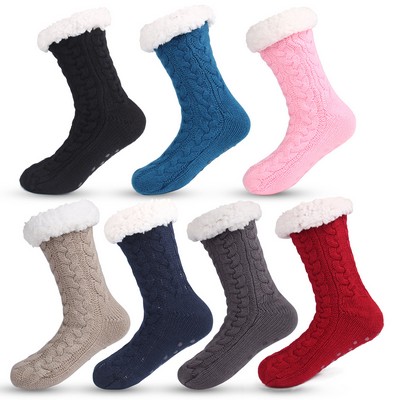 Women Fleece Warm Cozy Slipper Gripper Socks