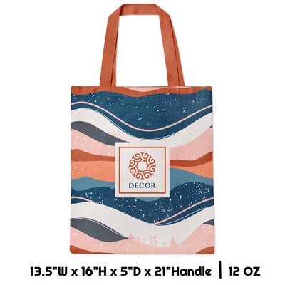 Sublimation 12 oz Poly Canvas Tote Bag - 13.5"W x 16"H x 5"D x 21"Handle