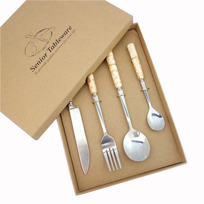 Stainless Steel Ceramic Handle Tableware Set with Knife,Spoon,Fork