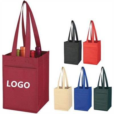 Non-Woven 4 Bottle Wine Tote