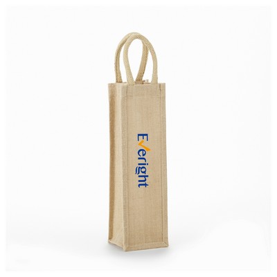 Single bottle wine jute bag with PVC window