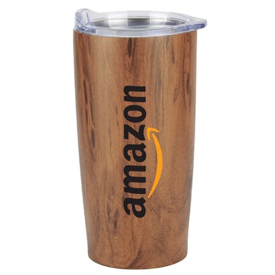 Promo Revolution - 20 Oz. Dual Wall Vacuum Sealed Tumbler - Woodgrain Brown