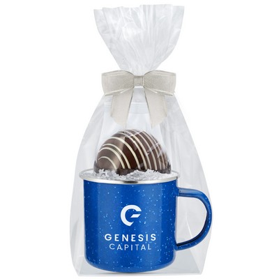 Promo Revolution - 16 Oz. Specked Camping Mug Gift Set w/Milk Chocolate Hot Chocolate Bomb