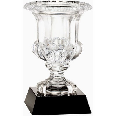 Crystal Vase on Black Base, 8"H