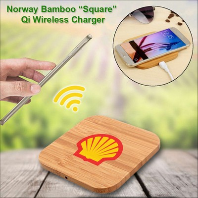 Norway Bamboo "Eco Friendly" Qi Wireless Charging 10 Watts Pad - Square