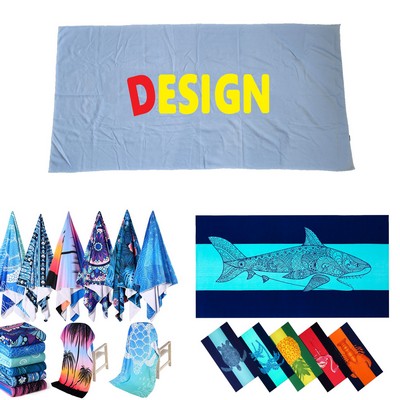 30" x 59" Full Color Printed Microfiber Beach Towel