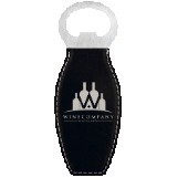 Black/Silver Leatherette Bottle Opener w/Magnet