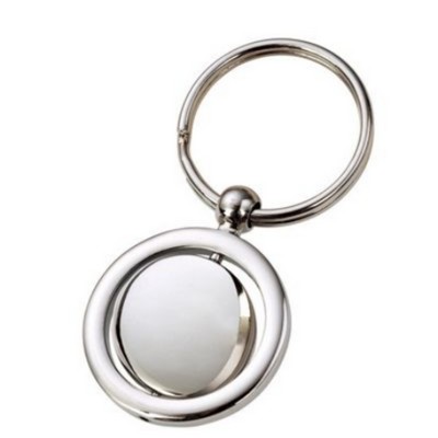 Round Shaped Metal Body With Rotating Center Keyring