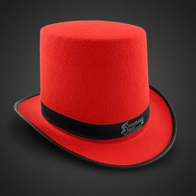 Red Felt Top Hat w/Silk Screened Black Band