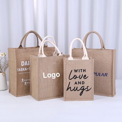 Laminated Interior Jute Tote Bags Burlap Tote Bag