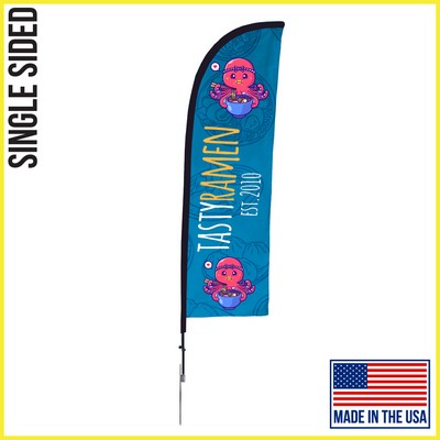 9ft Single Sided Premium Straight Flag with Spike Base - Made in the USA