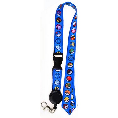 1/2 x 36 Full Color Sublimated Lanyard with Buckle Release and Retractable Reel