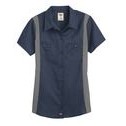 Dickie's® Women's Short Sleeve Industrial Color Block Shirt - Dark Navy/Smoke Gray