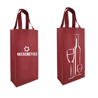 Wine Tote Bag - 2 Bottle Non-Woven Tote Bag (6"x13"x3")