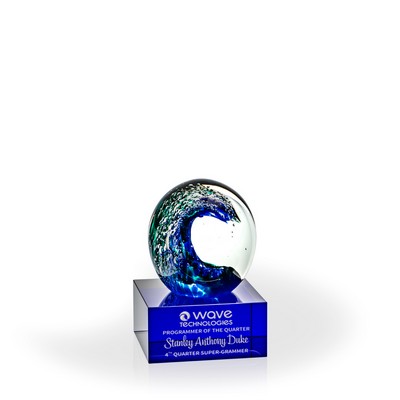 Swell Art Glass Sphere Award - Blue Base