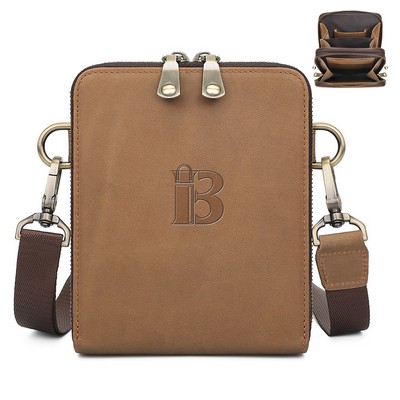 Genuine Leather Men's Casual Small Square Bag