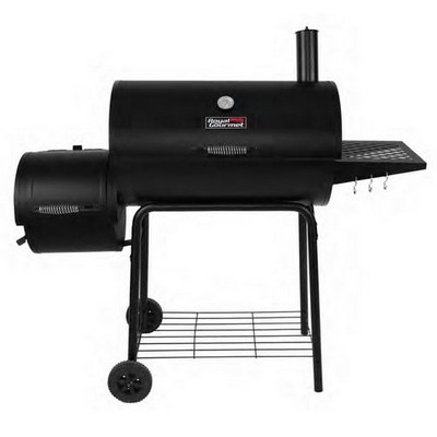 Keg Products Charcoal Grill w/Offset Smoker, Utensil Hooks & Wired Side Table