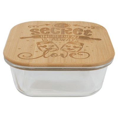 27 oz. Square Glass Container with Bamboo Lid