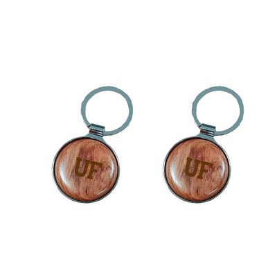 Round Wood Car Key Chain