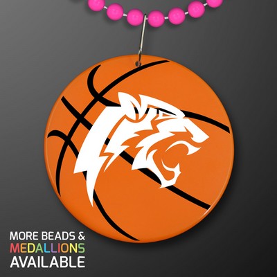 Basketball Medallions on Pink Beads Necklace (NON-Light Up)