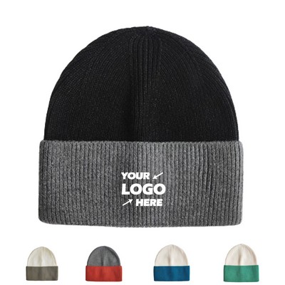 Two-Tone Knit Cuffed Beanie