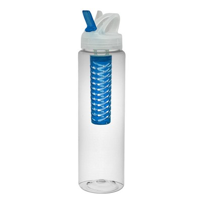 32 Oz. PET Clear Bottle w/Freedom Lid & Clear Infuser Basket & Spout Color (Domestically Decorated)