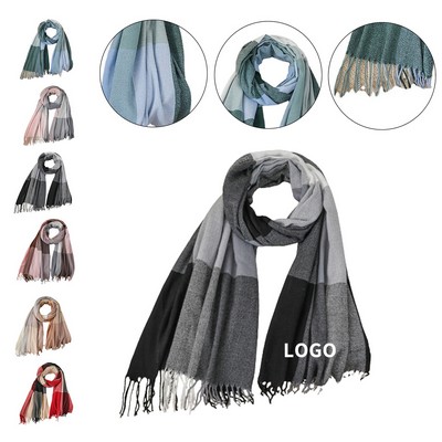 Classic Plaid Polyester Scarf