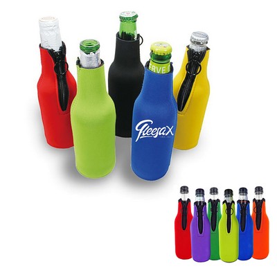 Neoprene Beer Bottle Cooler Sleeve With Zipper