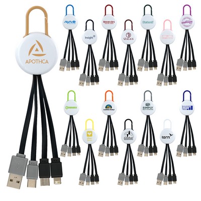 White Colorful Clip Dual Input 3 in 1 Charging Cable