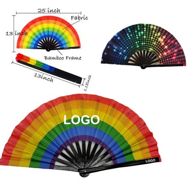 Large Reflective Rave Folding Hand Fan