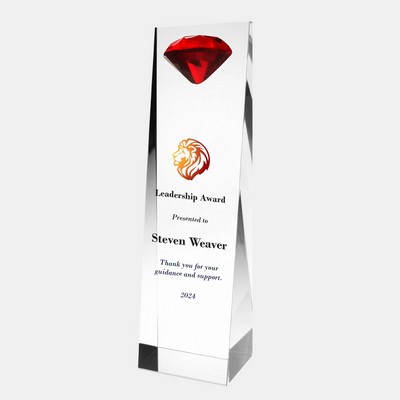 Color Imprinted Embedded Red Diamond Crystal Award (M)