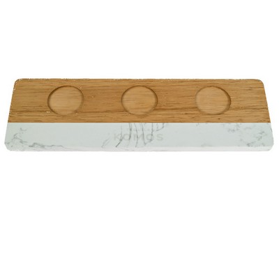 Marble & Bamboo Hybrid Tasting Flight Tray